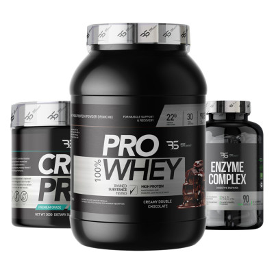 STRONG START PACK – PRO WHEY 908g + Creatine Monohydrate 300g (Mesh 200 Grade) + Enzyme Complex